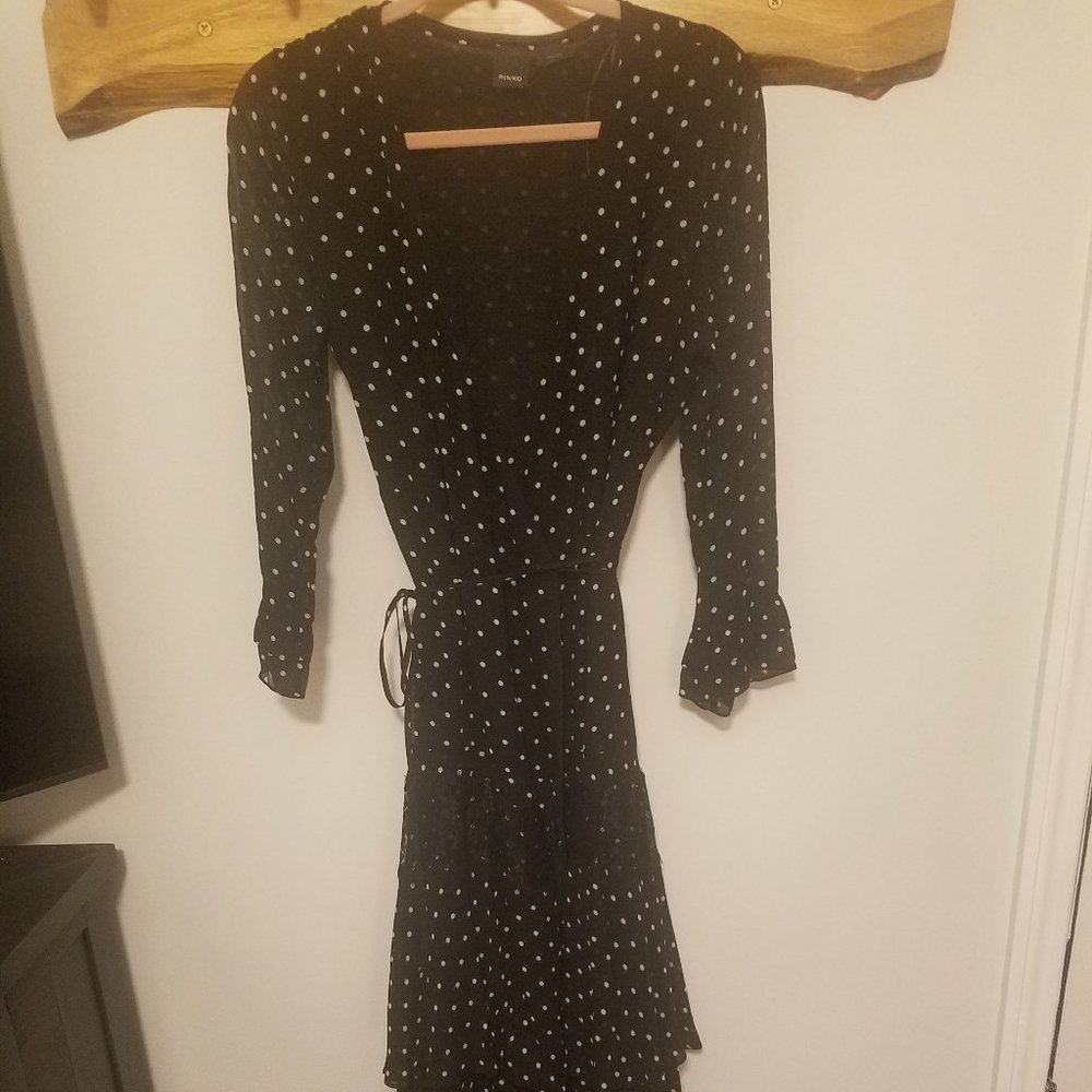 Pinko long polka dot wrap dress Size 6